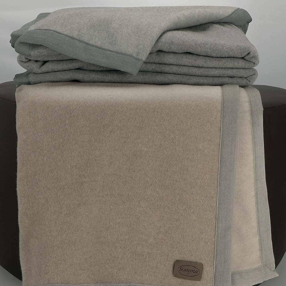 Coperta di lana matrimoniale Somma Orissa beige cm.230×270- Peso 300 gr/mq.