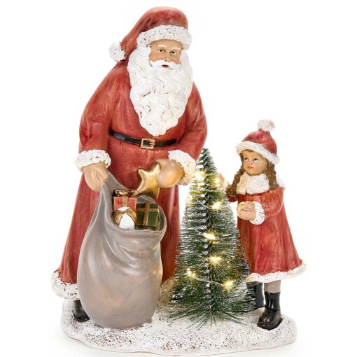 decorazione Babbo Natale con bimbo a led